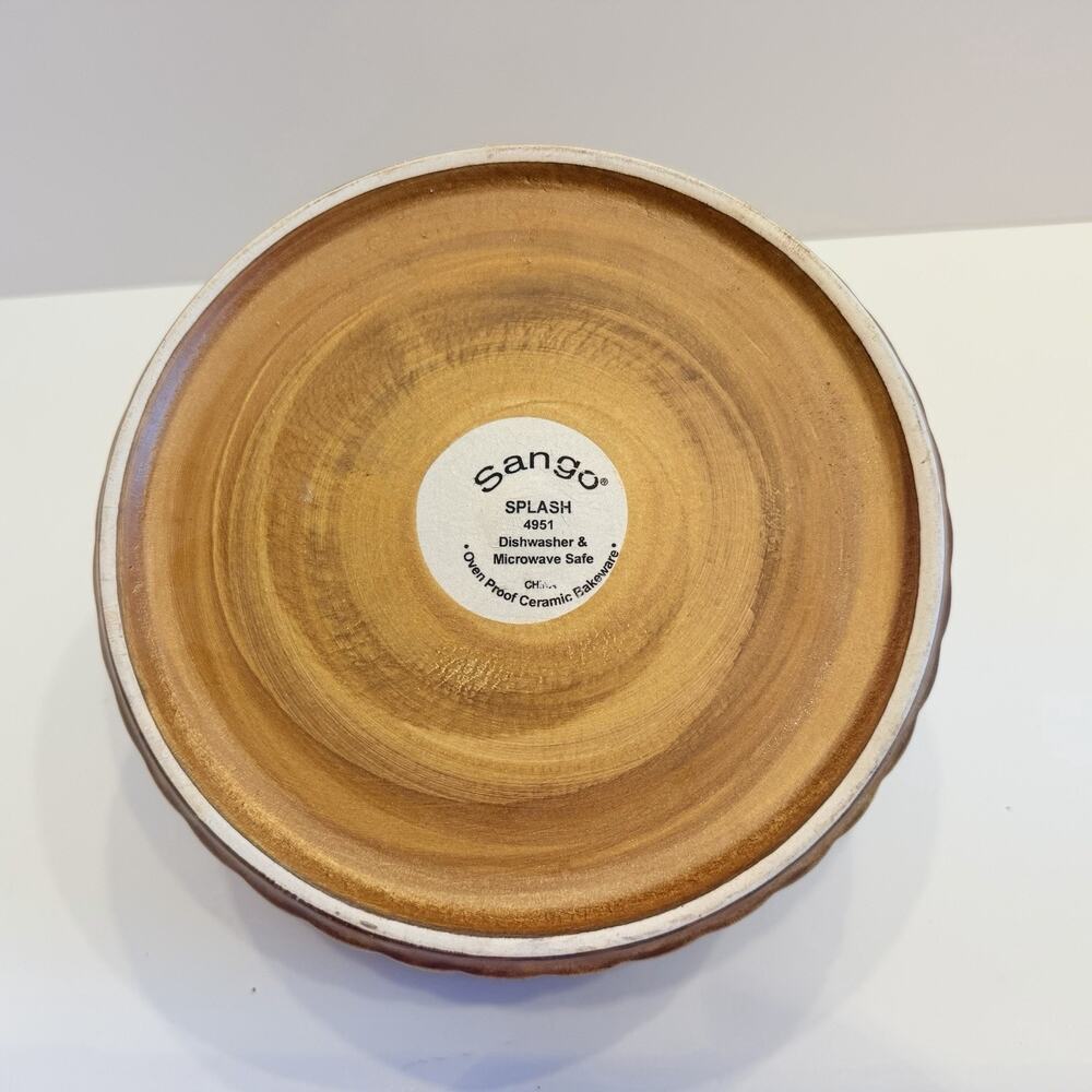 Sango Splash 4951 Stoneware 8” Storage Bowl Brown Drip Glaze - Picture 5 of 7